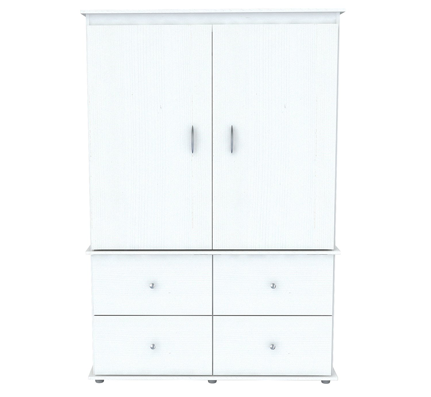 47" White Melamine Mirrored Four Drawer Combo Dresser