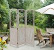 Romantic Whitewashed Scroll Three Panel Room Divider Screen
