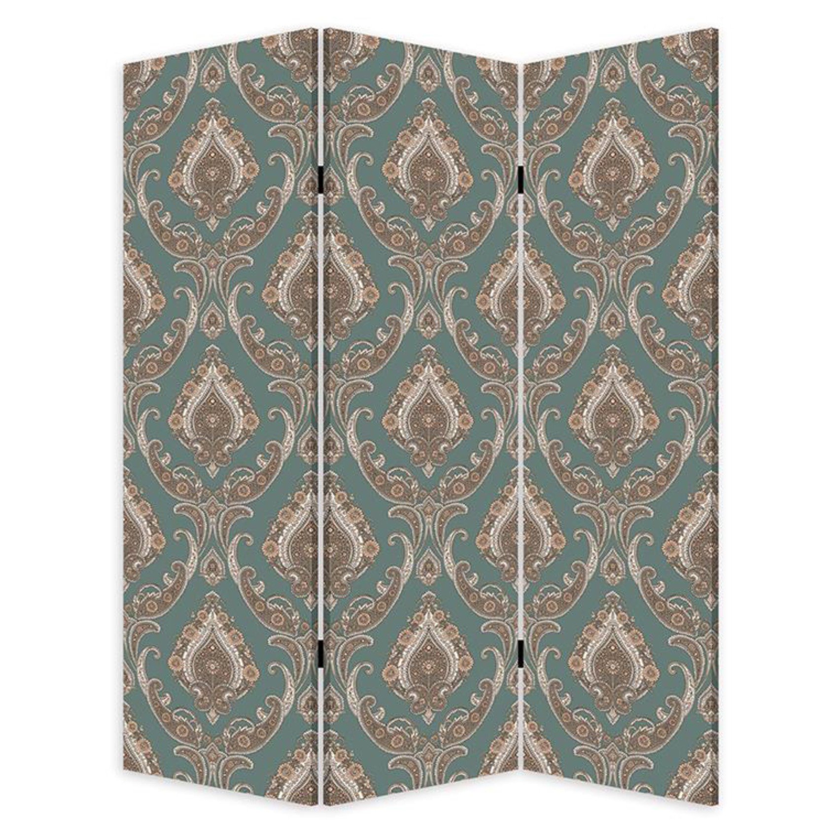 Vintage Green Baroque Three Panel Room Divider Screen