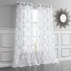84ï¿½ï¿½ï¿½ Silver Trellis Pattern Embroidered Window Curtain Panel