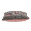 18" X 18" Taupe And Purple Zippered 100% Cotton Throw Pillow With Embroidery
