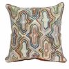 18" X 18" Beige And Brown Zippered 100% Cotton Throw Pillow With Embroidery