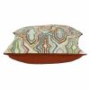 18" X 18" Beige And Brown Zippered 100% Cotton Throw Pillow With Embroidery