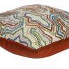 18" X 18" Beige And Brown Zippered 100% Cotton Throw Pillow With Embroidery