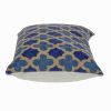 20" X 12" Blue Zippered 100% Cotton Throw Pillow