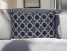 20" X 12" Blue Zippered 100% Cotton Throw Pillow