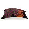 20" X 20" Black And Orange Zippered 100% Cotton Throw Pillow With Embroidery