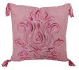 17" X 17" Light Pink Polyester Zippered Pillow With Tassels