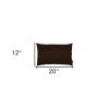 Set Of Two 12" X 20" Brown Zippered Polyester Lumbar Pillow Cover