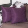 Set Of Two 20" X 20" Purple Polyester Zippered Pillow Cover