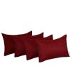 Set Of Four 12" X 20" Claret Red Polyester Zippered Pillow Cover