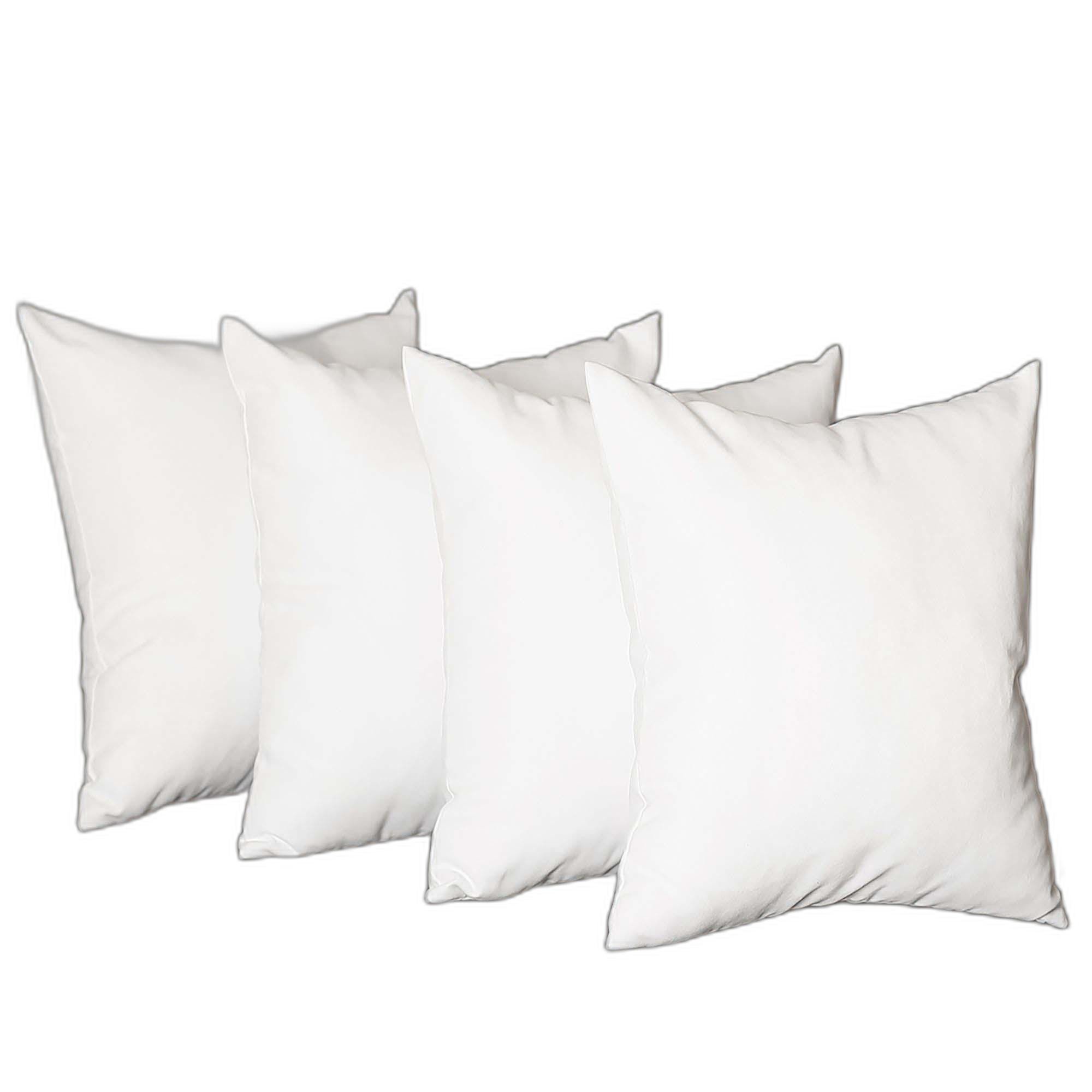 Set Of Four 17" X 17" White Polyester Zippered Pillow Cover