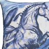 18" X 18" Blue Horse Zippered Cotton Blend Throw Pillow With Embroidery