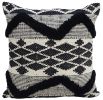 20" X 20" Black and White Chevron Textural Cotton Blend Throw Pillow