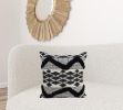 20" X 20" Black and White Chevron Textural Cotton Blend Throw Pillow