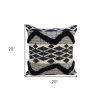 20" X 20" Black and White Chevron Textural Cotton Blend Throw Pillow
