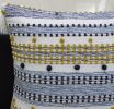 20" X 20" Blue And Gold Striped Handmade Throw Pillow With Tassels