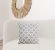 20" X 20" White And Beige Trellis Zippered Cotton Blend Throw Pillow