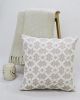 20" X 20" White And Beige Trellis Zippered Cotton Blend Throw Pillow