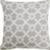 20" X 20" White And Beige Trellis Zippered Cotton Blend Throw Pillow