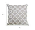 20" X 20" White And Beige Trellis Zippered Cotton Blend Throw Pillow