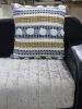 20" X 20" Blue And Yellow Ribbed Zippered Cotton Blend Throw Pillow