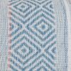 14" X 24" Blue And Pink Ribbed Zippered Handmade Cotton Blend Throw Pillow With Tassels