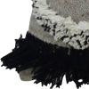 16" X 22" Black And Gray Diamond Handmade Cotton Blend Throw Pillow With Fringe