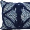 14" X 24" Blue And Light Blue Zippered Cotton Blend Trellis Throw Pillow