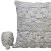 22" X 22" Off White Geometric Zippered Handmade Cotton Blend Throw Pillow With Tassels