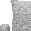 22" X 22" Off White Geometric Zippered Handmade Cotton Blend Throw Pillow With Tassels