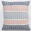 22" X 22" Blue And Peach Trellis Zippered Cotton Blend Throw Pillow With Embroidery