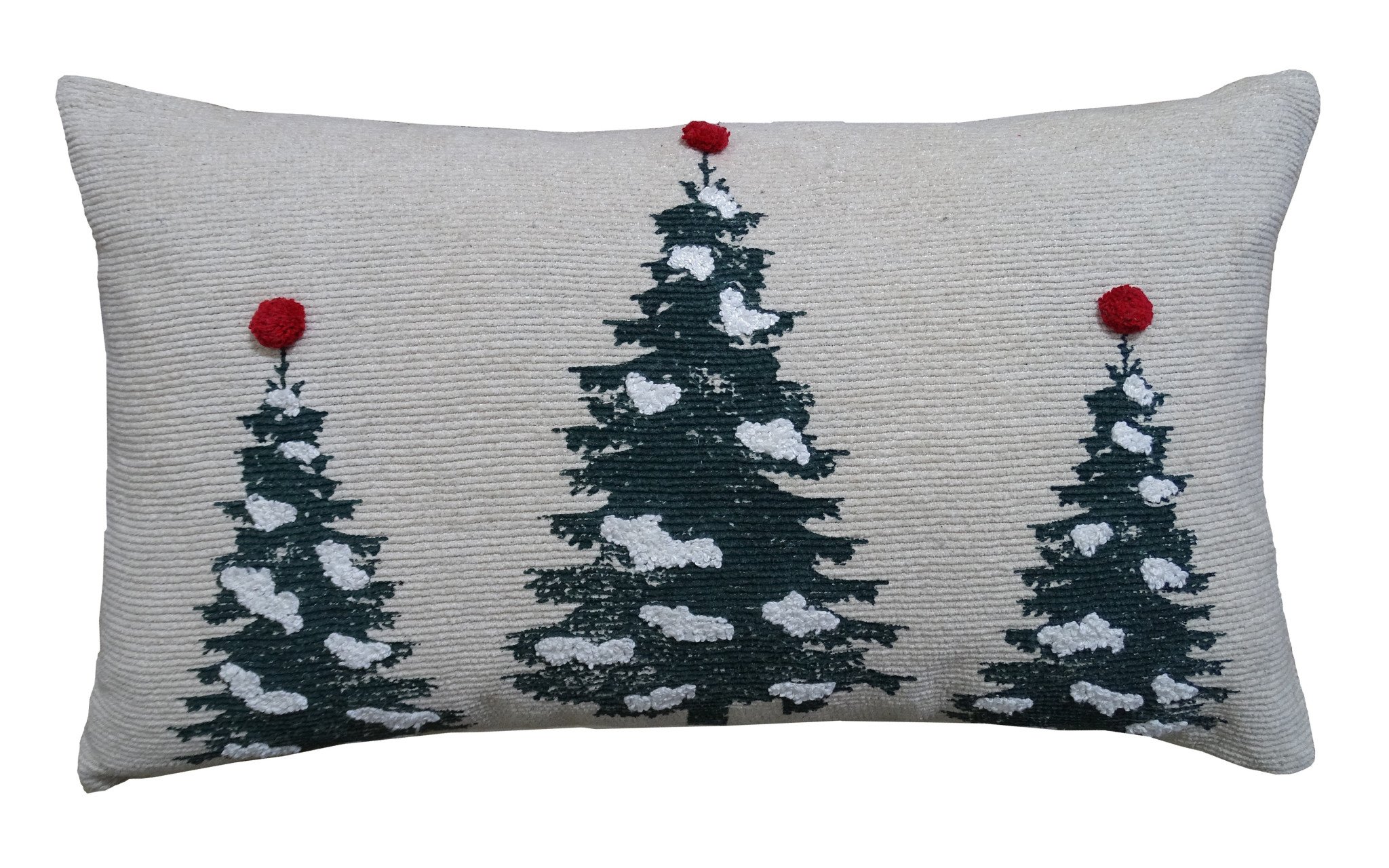 14" X 24" Red And Green Zippered Cotton Blend Christmas Tree Throw Pillow