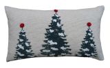 14" X 24" Red And Green Zippered Cotton Blend Christmas Tree Throw Pillow