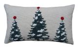 14" X 24" Red And Green Zippered Cotton Blend Christmas Tree Throw Pillow