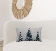 14" X 24" Red And Green Zippered Cotton Blend Christmas Tree Throw Pillow