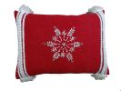 14" X 20" Red Zippered Cotton Blend Christmas Snowflakes Throw Pillow With Embroidery