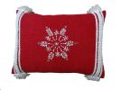 14" X 20" Red Zippered Cotton Blend Christmas Snowflakes Throw Pillow With Embroidery