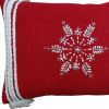 14" X 20" Red Zippered Cotton Blend Christmas Snowflakes Throw Pillow With Embroidery