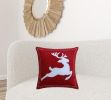 20" X 20" Red Deer Zippered Cotton Blend Christmas Reindeer Throw Pillow