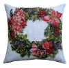 20" X 20" Red And Green Text Zippered Cotton Blend Christmas Wreath Throw Pillow