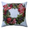 20" X 20" Red And Green Text Zippered Cotton Blend Christmas Wreath Throw Pillow