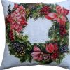 20" X 20" Red And Green Text Zippered Cotton Blend Christmas Wreath Throw Pillow