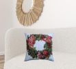 20" X 20" Red And Green Text Zippered Cotton Blend Christmas Wreath Throw Pillow
