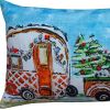 14" X 20" Red and Blue Christmas Holiday Van Throw Pillow