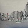 46" White Hong Kong Daylight Skyline Lumbar Decorative Pillow