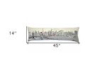 46" White Tokyo Daylight Skyline Lumbar Decorative Pillow