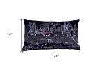 25" Black Atlanta Nighttime Skyline Lumbar Decorative Pillow