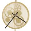 20" Novelty Gold Metal and Glass Analog Exposed Gear Wall Clock