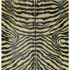 3' X 5' Black and Gold Animal Print Shag Handmade Non Skid Area Rug